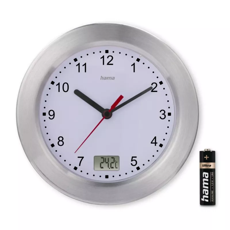 Hama Mauritius quartzhorloge rond zilver, wit