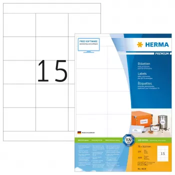 Zelfklevend printeretiket HERMA Labels Premium A4 70x50,8 mm