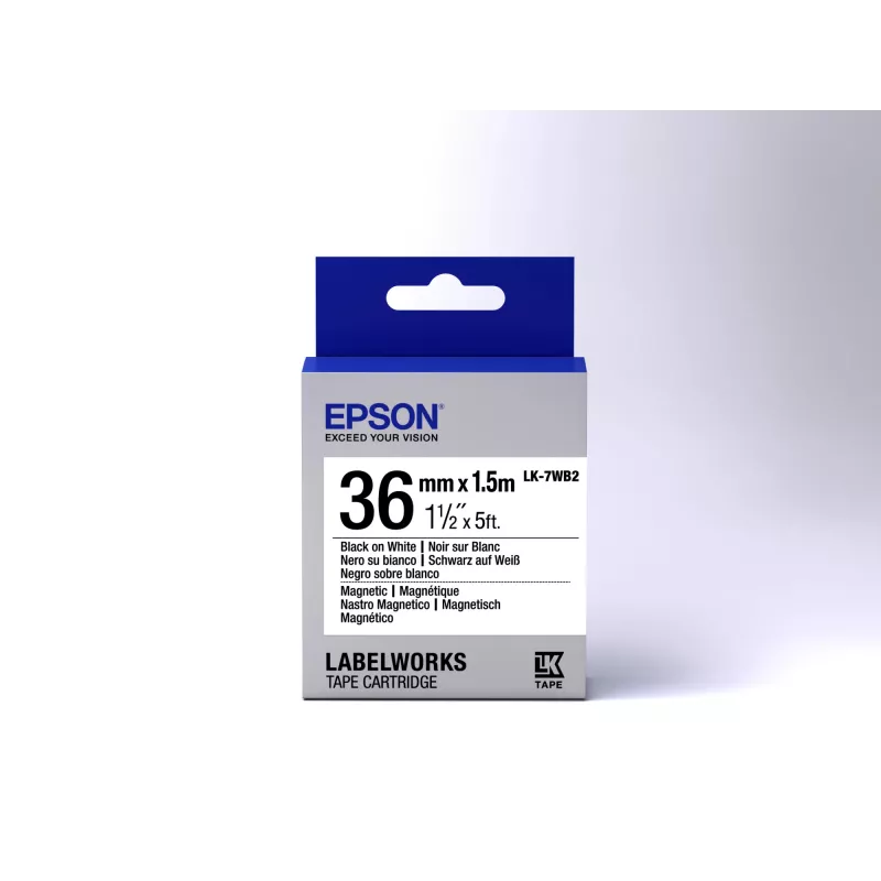 Epson labelcartridge Magnetic LK-7WB2 zwart/wit 36 mm (1,5 m)