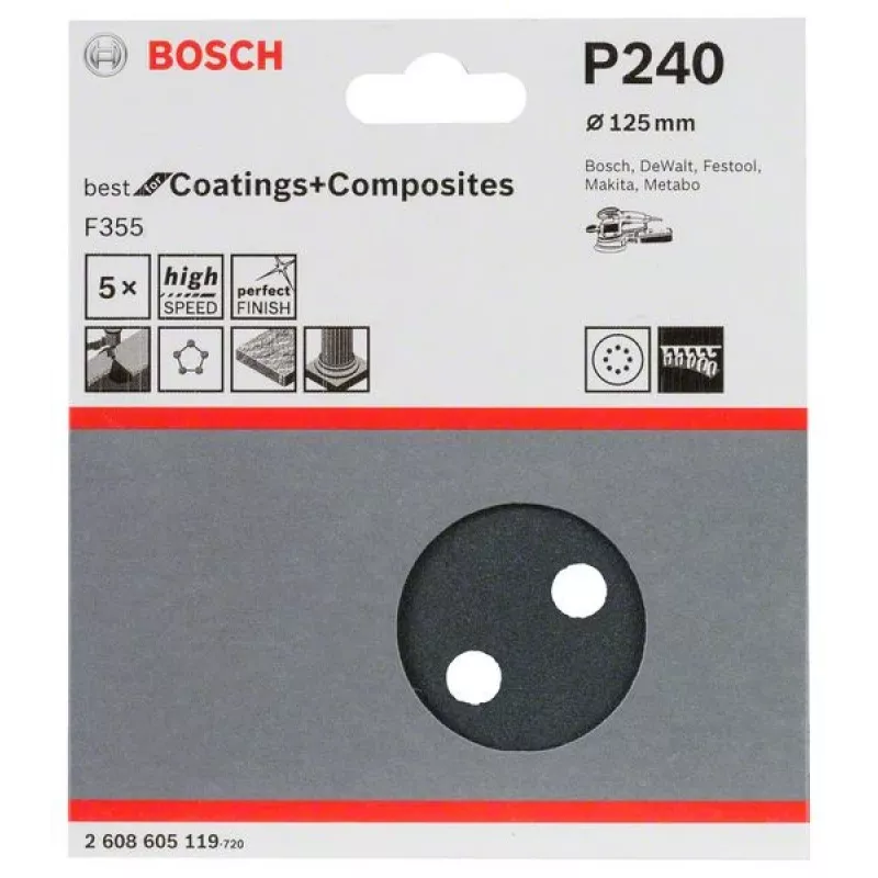 Bosch 2 608 605 119 handschuuraccessoire schuurblad P240 5 stuks