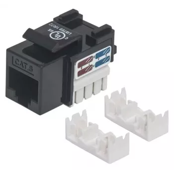 Intellinet keystone jack, Cat6, UTP, LSA-legtool, zwart, plat, zwart, RJ-45, female, 22/26, Cat6