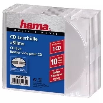 CD slim lege doos Hama 051164 verpakking 10 transparant 1 schijf