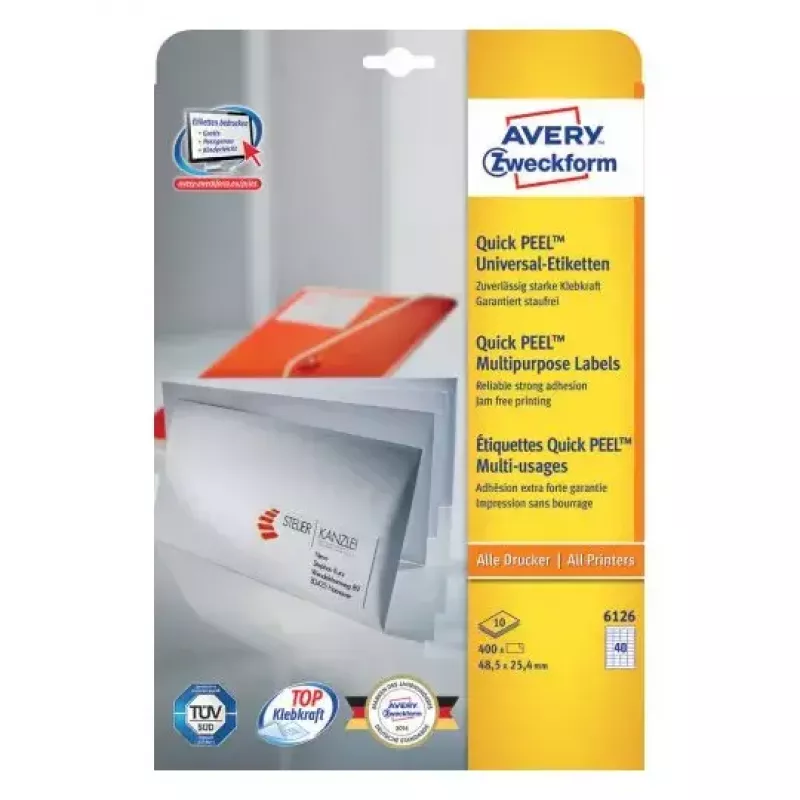 Zelfklevend etiket rechthoek AVERY 6126