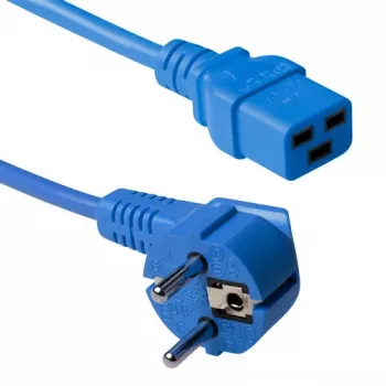 ACT Netkabel CEE 7/7 stekker (haaks) - C19 blauw 1,2 m