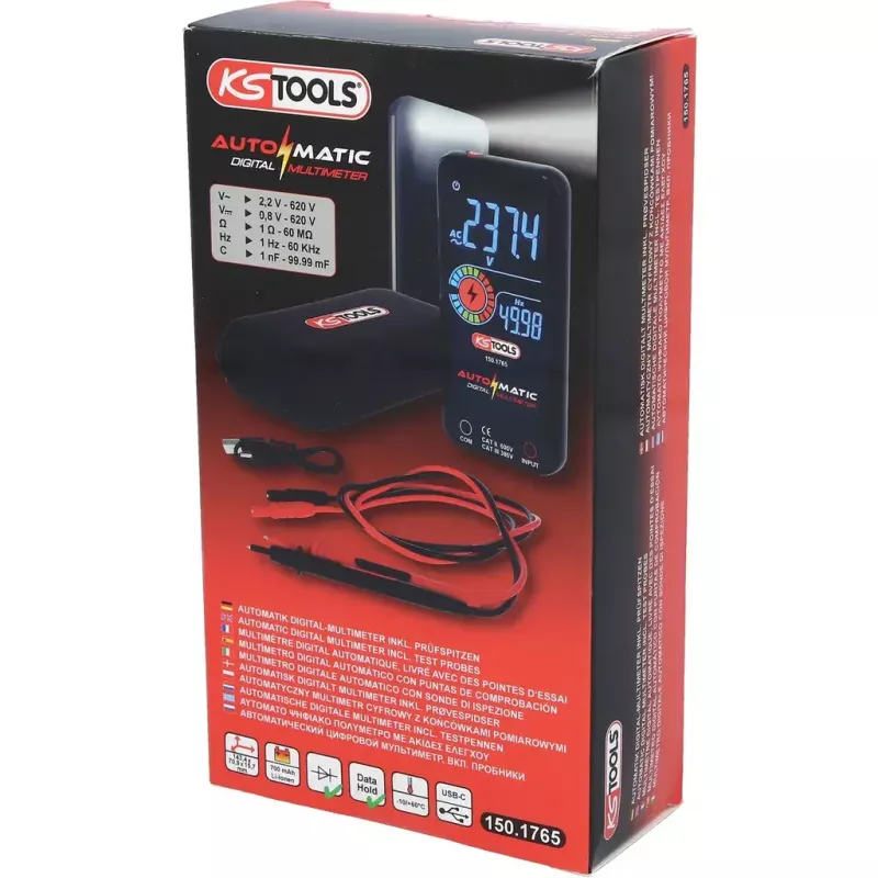 KS Tools 150.1765 automatische digitale multimeter met meetsnoeren