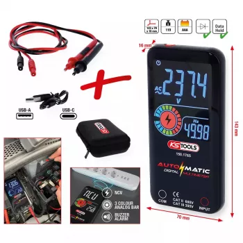 KS Tools 150.1765 automatische digitale multimeter met meetsnoeren