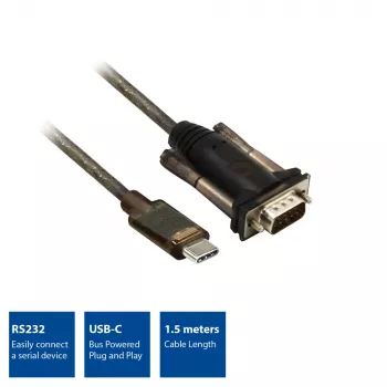 ACT USB-C naar serieel adapter AC6002 zwart 1,5 m