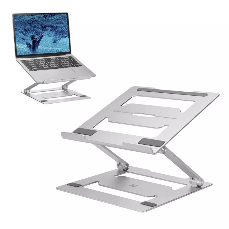 Laptopstandaard ACT AC8135 aluminium grijs traploos in hoogte verstelbaar