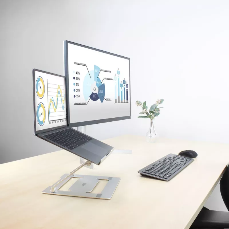 Laptopstandaard ACT AC8135 aluminium grijs traploos in hoogte verstelbaar