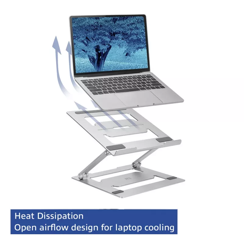 Laptopstandaard ACT AC8135 aluminium grijs traploos in hoogte verstelbaar