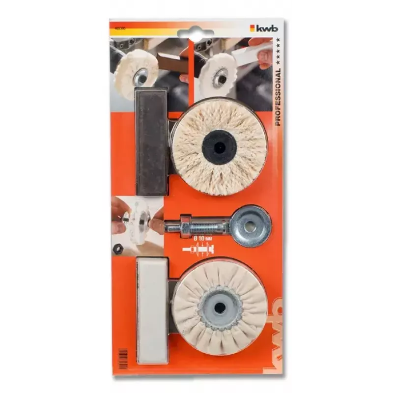 Set KWB 485300 roterend gereedschap polijstaccessoires zwart metallic wit