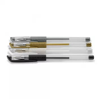 Hama Classic gelpen met dop zwart, goud, zilver, wit 4 stuks