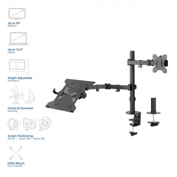 Laptop- en monitorarm ACT AC8305 hoogteverstelling 0-450 mm