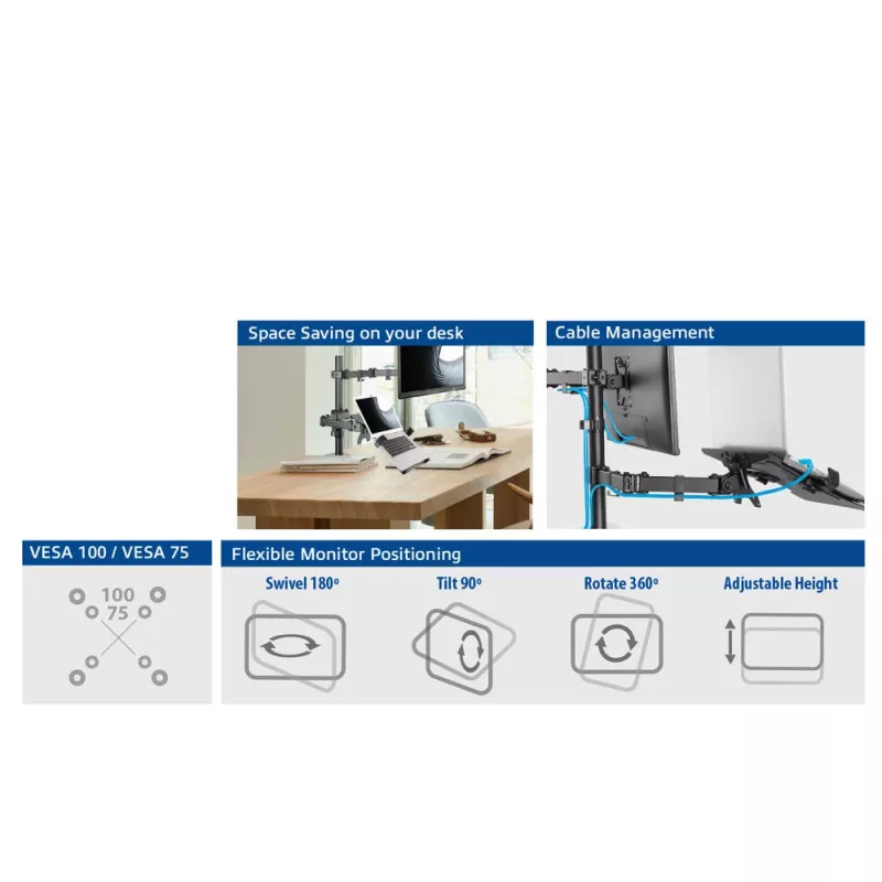 ACT AC8305 laptopstandaard en monitorarm, 15,6 inch (39,6 cm), zwart