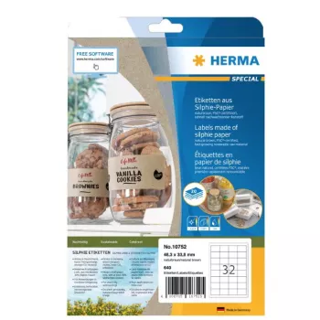 Zelfklevend etiket HERMA 10752 rechthoek permanent bruin 640 stuks