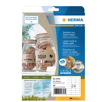 HERMA 10753 zelfklevend etiket rechthoek permanent bruin 480 stuks
