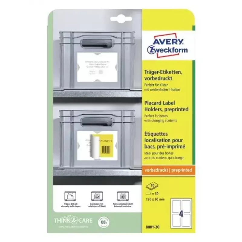 Avery plaathouder lichtgrijs zelfklevend A4 80 etiketten