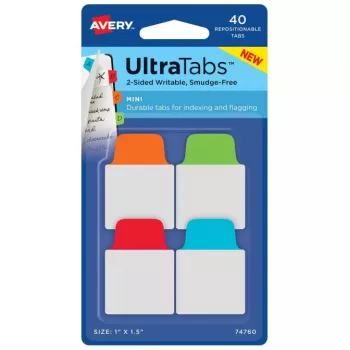 Blanco registertabbladen Avery Ultra Tabs 74760 blauw groen oranje rood