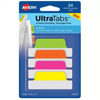 Blanco registertabbladen Avery Ultra Tabs groen oranje roze geel 74767