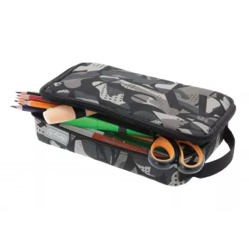 Zacht etui Herlitz 2 Go polyester grijs 210x130x60mm