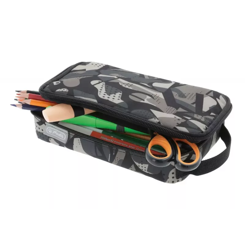 Zacht etui Herlitz 2 Go polyester grijs 210x130x60mm