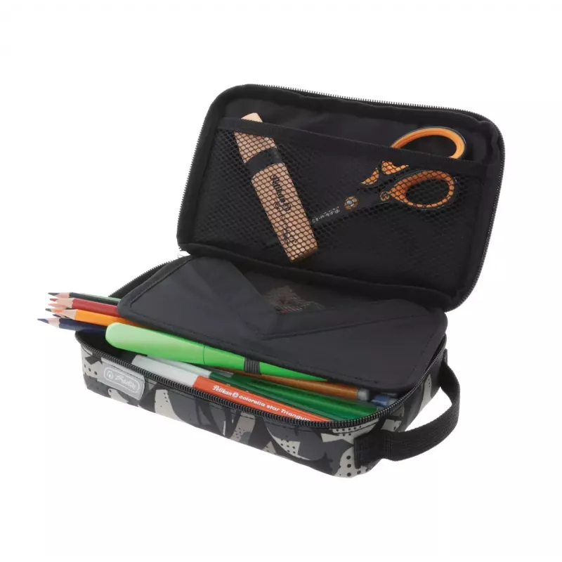 Zacht etui Herlitz 2 Go polyester grijs 210x130x60mm