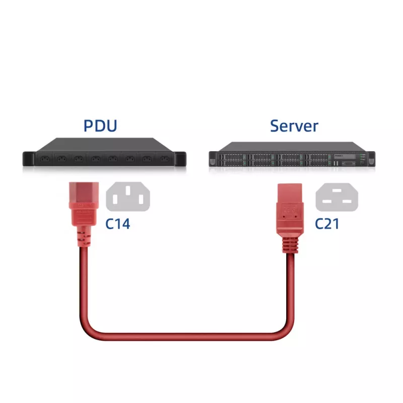 Netkabel ACT C14 naar C21 IEC60320, rood, 2 m, 250 V 10 A