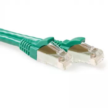 ACT groen 1,5 m LSZH S/FTP CAT6A patchkabel, zonder trekontlasting, met RJ45-stekkers
