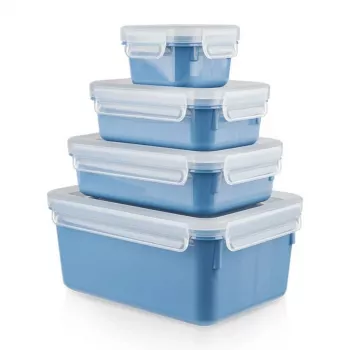 Voorraaddozen-set EMSA Clip & Close rechthoekig blauw 4 stuks