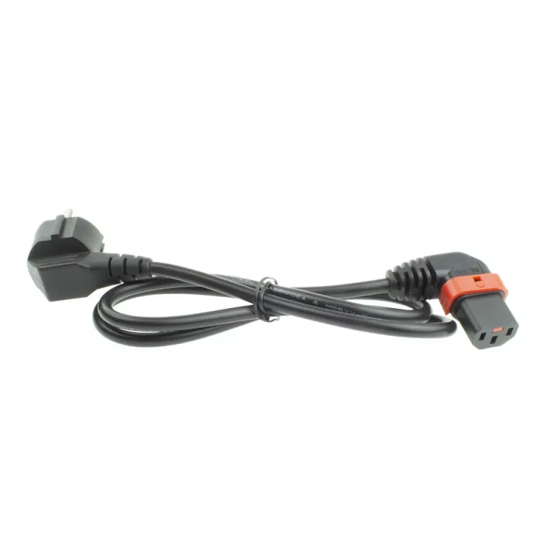 ACT netkabel CEE 7/7 stekker (haaks) - C13 IEC Lock (links haaks) zwart 2 m, EL451S
