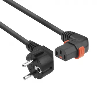 ACT netkabel CEE 7/7 stekker (haaks) - C13 IEC Lock (rechts haaks) zwart 2 m, EL450S