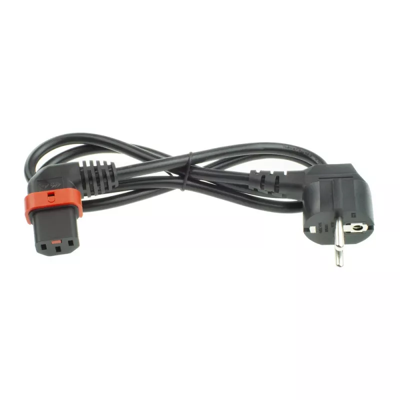 ACT netkabel CEE 7/7 stekker (haaks) - C13 IEC Lock (rechts haaks) zwart 2 m, EL450S