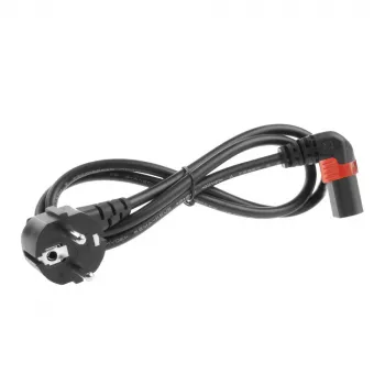 ACT stroomkabel CEE 7/7 stekker (haaks) – C13 IEC Lock (naar boven haaks) zwart 1 m, EL448S