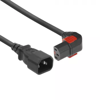ACT stroomkabel C14 - C13 IEC Lock (haaks) zwart 2 m, PC2048