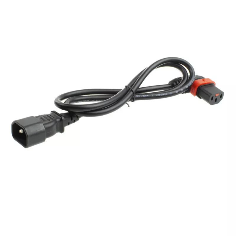 ACT stroomkabel C14 - C13 IEC Lock (links haaks) zwart 1 m, PC2042