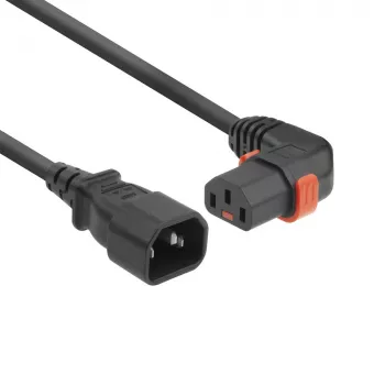 ACT netkabel C14 - C13 IEC Lock (haaks) zwart 2 m, PC2045