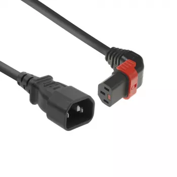 ACT netkabel C14 - C13 IEC Lock (opwaarts haaks) zwart 1 m, PC2043