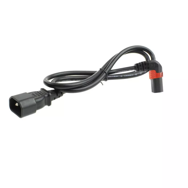 ACT netkabel C14 - C13 IEC Lock (opwaarts haaks) zwart 1 m, PC2043