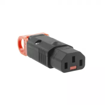 ACT C13 IEC Lock+ heransluitbaar zwart, PA130100BK, C13, zwart, rood, bus, recht, nylon, 1,5 mm²