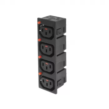 ACT C13 IEC Lock netingang (4x uitgang) - zwart, PA135015BK4