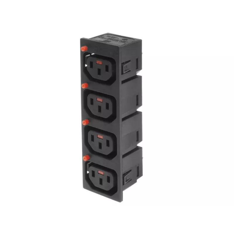 ACT C13 IEC Lock netingang (4x uitgang) - zwart, PA135015BK4
