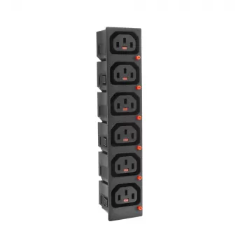 ACT C13 IEC Lock netingang (6x uitgang) - zwart, PA135015BK6