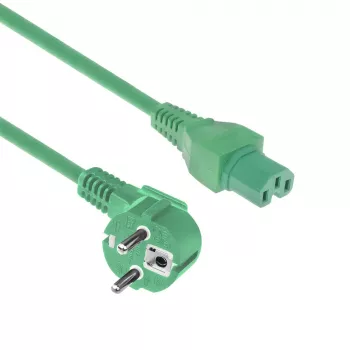 ACT Powercord netkabel CEE 7/7 stekker (haaks) - C15 groen 1,5 m
