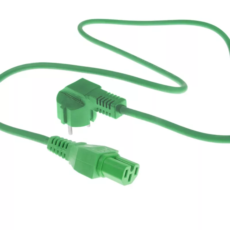ACT Powercord netkabel CEE 7/7 stekker (haaks) - C15 groen 1,5 m
