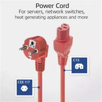 ACT netkabel randaardestekker CEE 7/7 stekker haaks C15 rood 1 m 250 V 10 A