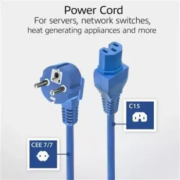 ACT netkabel CEE 7/7 stekker (haaks) - C15 blauw 1 m