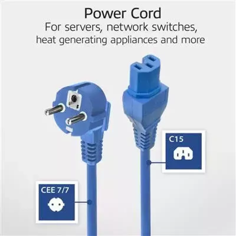 ACT netkabel CEE 7/7 stekker (haaks) - C15 blauw 1 m