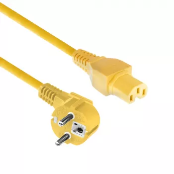 ACT Netzkabel CEE 7/7 stekker (haaks) - C15 geel 1 m