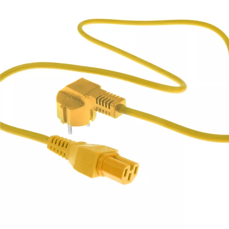 ACT Netzkabel CEE 7/7 stekker (haaks) - C15 geel 1 m