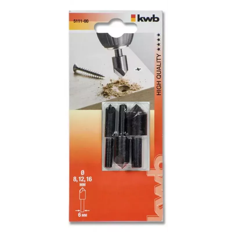 Verzinkboor KWB 511100 3 stuks voor metaal hout